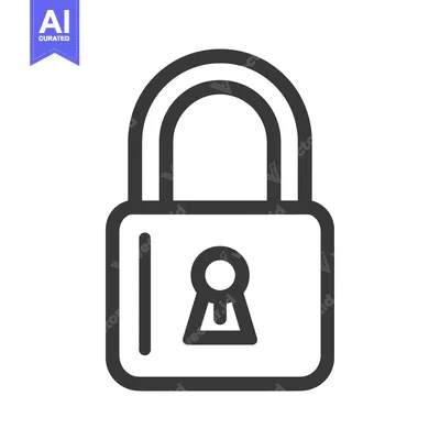 Aset premium populer: A simple black and white illustration of a closed padlock