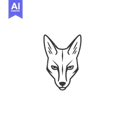 A Simple Black and White Illustration of a Fox's Face