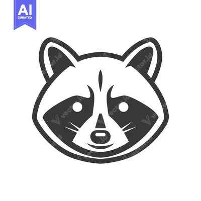 Aset premium populer: A Simple Black and White Illustration of a Raccoon's Face