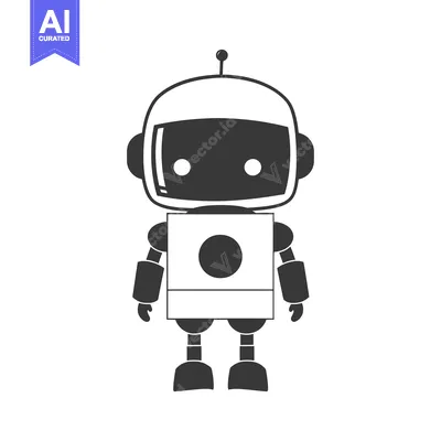 Aset premium populer: A Simple Black and White Illustration of a Robot