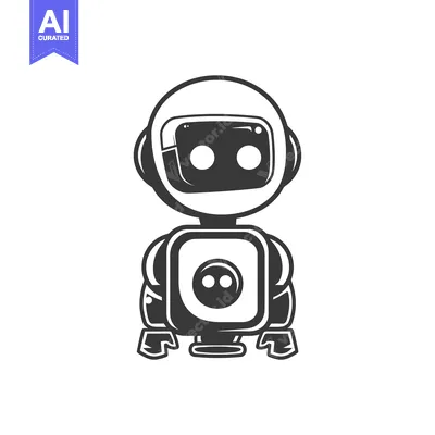 Premium design asset: A Simple Black and White Illustration of a Robot