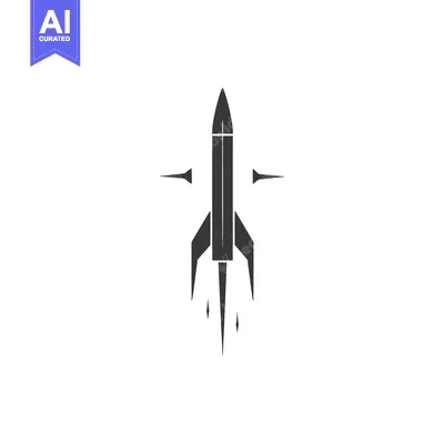 Premium design asset: A Simple Black and White Illustration of a Rocket Taking Off