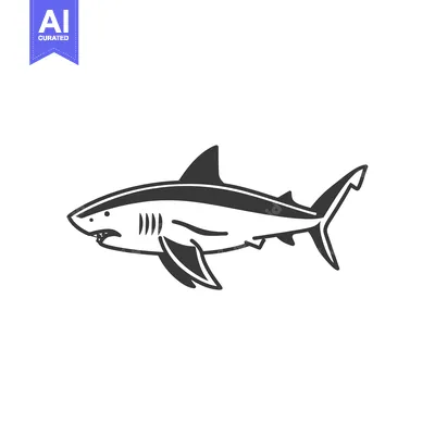 Aset desain premium: A simple black and white illustration of a shark