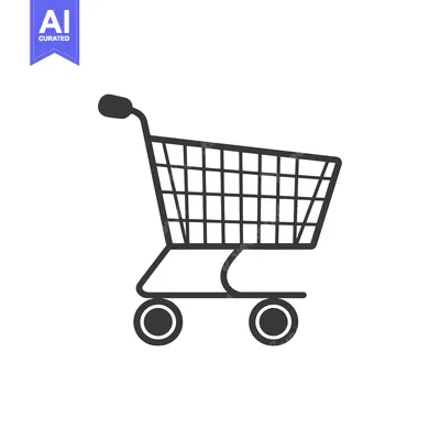 Aset premium populer: A Simple Black and White Illustration of a Shopping Cart