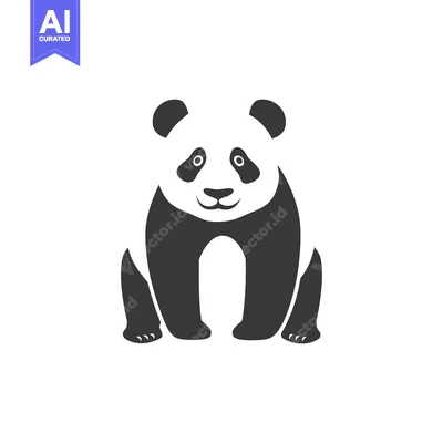 Aset premium populer: A Simple Black and White Illustration of a Sitting Panda