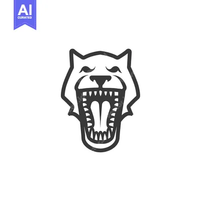 Popular premium asset: A simple, black and white illustration of a snarling wolf or dog's hea
