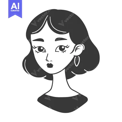 Popular premium asset: A simple black and white illustration of a woman's face