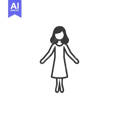 Aset premium populer: A simple black and white line art illustration of a woman