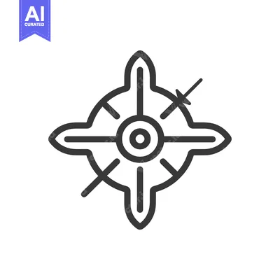 Aset premium populer: A simple, black and white line art image of a target with four points
