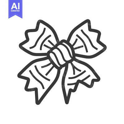 Aset desain premium: A simple black and white line drawing of a bow