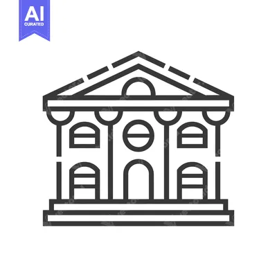 Aset desain premium: A Simple Black and White Line Drawing of a Building