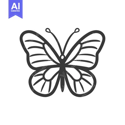Aset desain premium: A Simple Black and White Line Drawing of a Butterfly