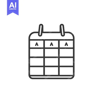 Aset desain premium: A simple black and white line drawing of a calendar icon