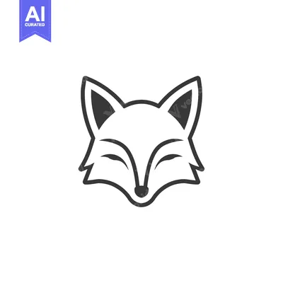 Aset desain premium: A Simple Black and White Line Drawing of a Fox's Face