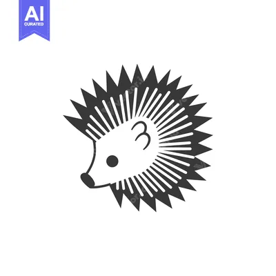 Aset premium populer: A simple black and white line drawing of a hedgehog's head.