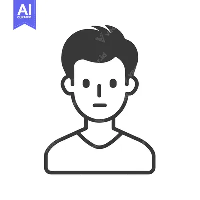 Aset desain premium: A simple black and white line drawing of a man's face and shoulders