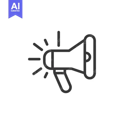 Aset premium populer: A Simple Black and White Line Drawing of a Megaphone