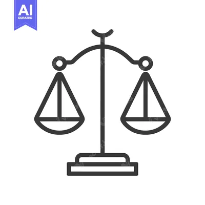 Aset premium populer: A simple black and white line drawing of a scale with two equal sides