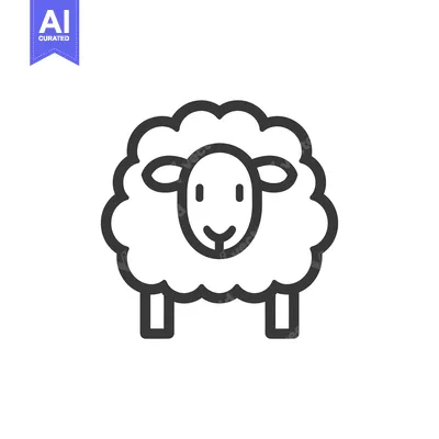 Aset premium populer: A simple black and white line drawing of a sheep