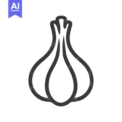 Aset premium populer: A Simple Black and White Line Drawing of a Single Garlic Bulb