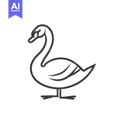 Aset desain premium: A simple black and white line drawing of a swan