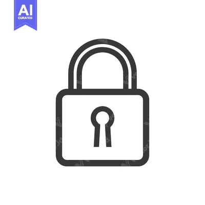 Aset premium populer: A simple black and white outline drawing of a padlock with a keyhole.