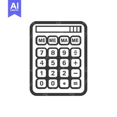 A Simple Black and White Outline of a Calculator