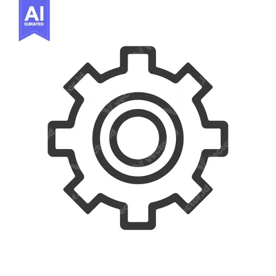 Aset desain premium: A Simple Black and White Outline of a Cogwheel