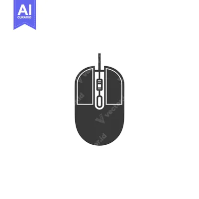 A simple black and white outline of a computer mouse