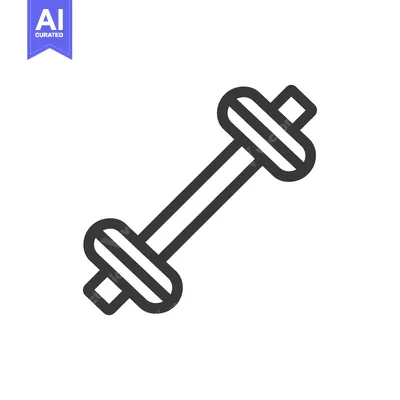 Aset premium populer: A simple black and white outline of a dumbbell.