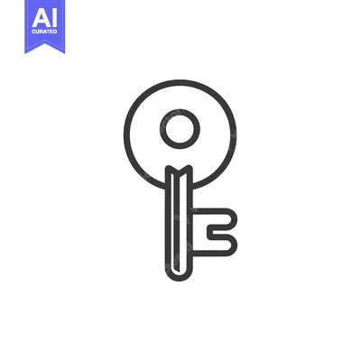 Aset desain premium: A Simple Black and White Outline of a Key