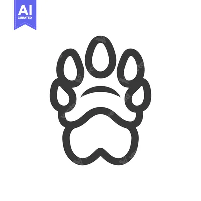 A Simple Black and White Outline of a Paw Print