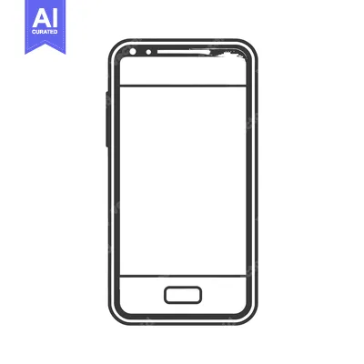 Premium design asset: A simple black and white outline of a smartphone