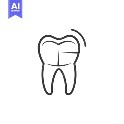 Aset premium populer: A Simple Black and White Outline of a Tooth with a Curved Arrow