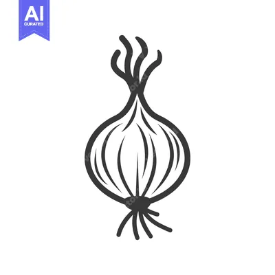 Aset premium populer: A simple black and white outline of a whole onion