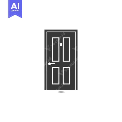 Premium design asset: A Simple Black and White Silhouette of a Closed Door