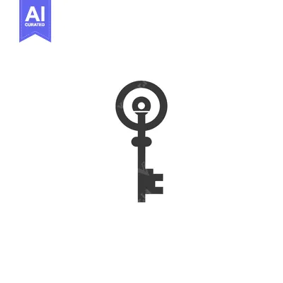 Aset desain premium: A simple black and white silhouette of a key with a circular head