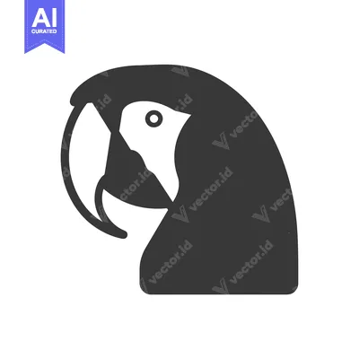 Popular premium asset: A Simple Black and White Silhouette of a Parrot's Head