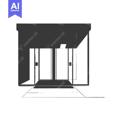Popular premium asset: A simple black and white sketch of a storefront entrance with a glass