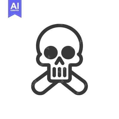 Aset premium populer: A simple, black and white skull with crossbones icon