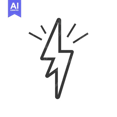 Aset premium populer: A simple black lightning bolt icon with radiating lines