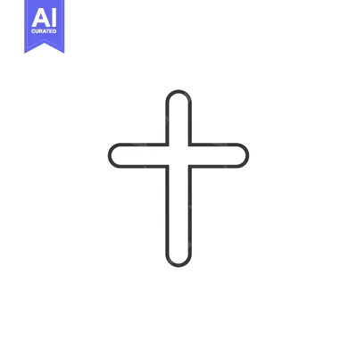 Aset desain premium: A Simple Black Line Drawing of a Christian Cross