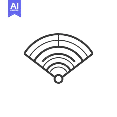Premium design asset: A simple black line drawing of a fan with a circle at the base