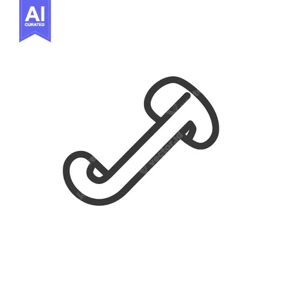 Aset desain premium: A simple black line drawing of a hook