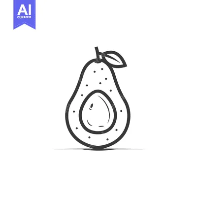 Popular premium asset: A simple black line drawing of an avocado with a leaf