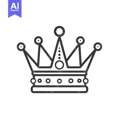 Aset desain premium: A simple black line drawing of a royal crown