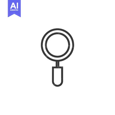 Aset desain premium: A simple black line icon of a magnifying glass