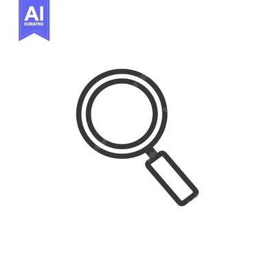 Premium design asset: A simple black outline icon of a magnifying glass