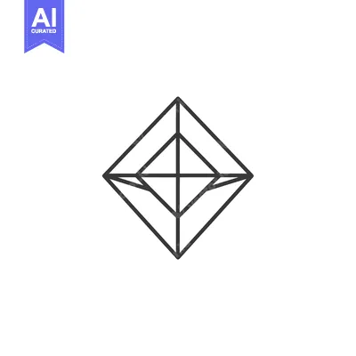 Aset desain premium: A simple black outline of a diamond shape with internal lines creating