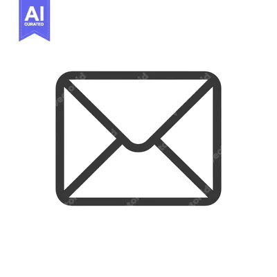 Aset desain premium: A simple black outline of an envelope, a classic symbol of communicati